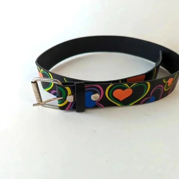 Bonded Leather Neon Heart Belt / Medium - Picture 1 of 5
